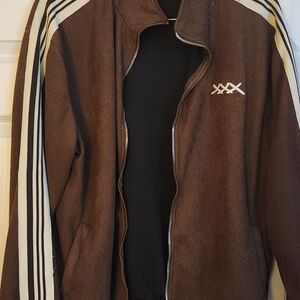 Men's Brown Track Jacket with Stripes